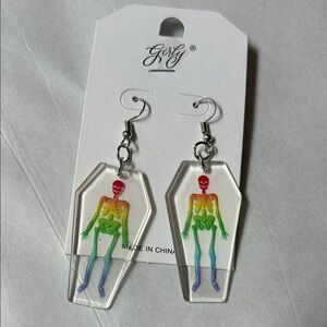Skeleton Rainbow Halloween Acrylic Earrings NEW